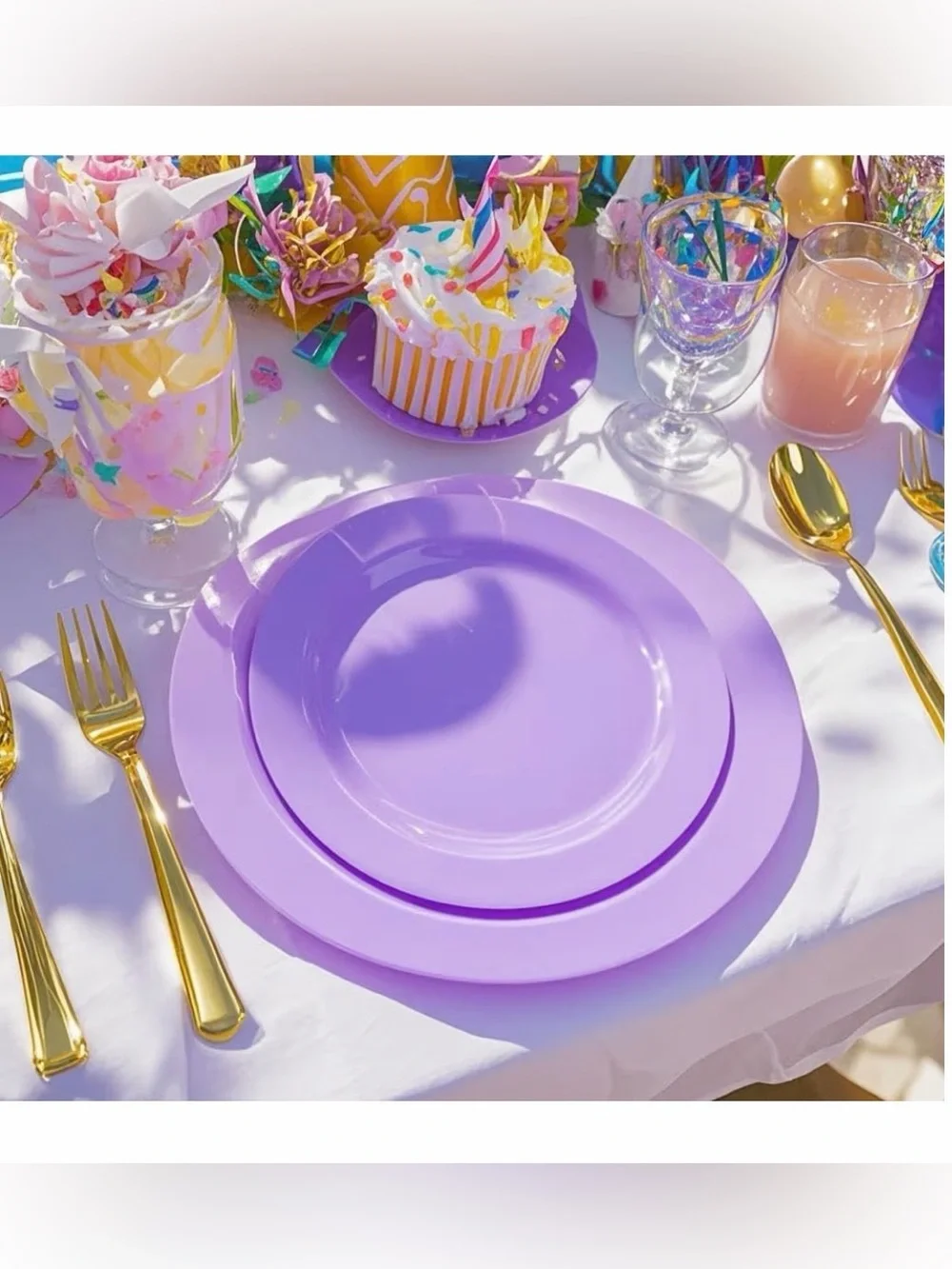 60PCS Purple Plates Heavy Duty Plastic Plates Disposable for Party & Event table